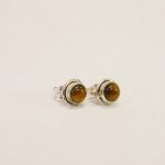 Silver & Tiger Eyes Studs